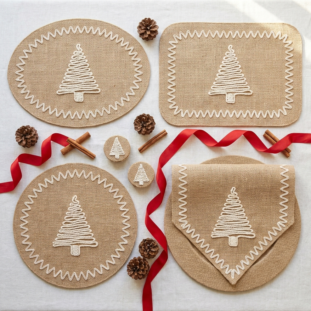 Peças finalizadas na mesa decorada de Natal 3