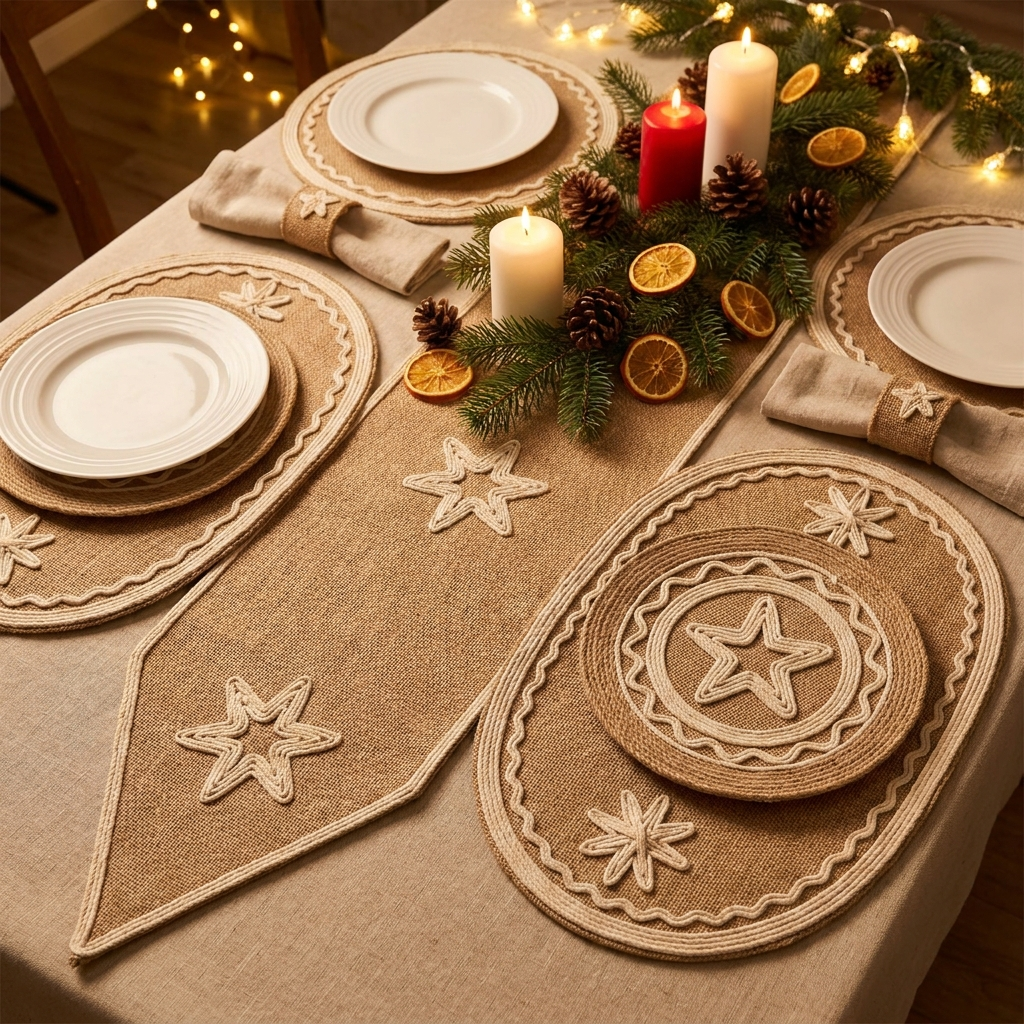 Peças finalizadas na mesa decorada de Natal 1